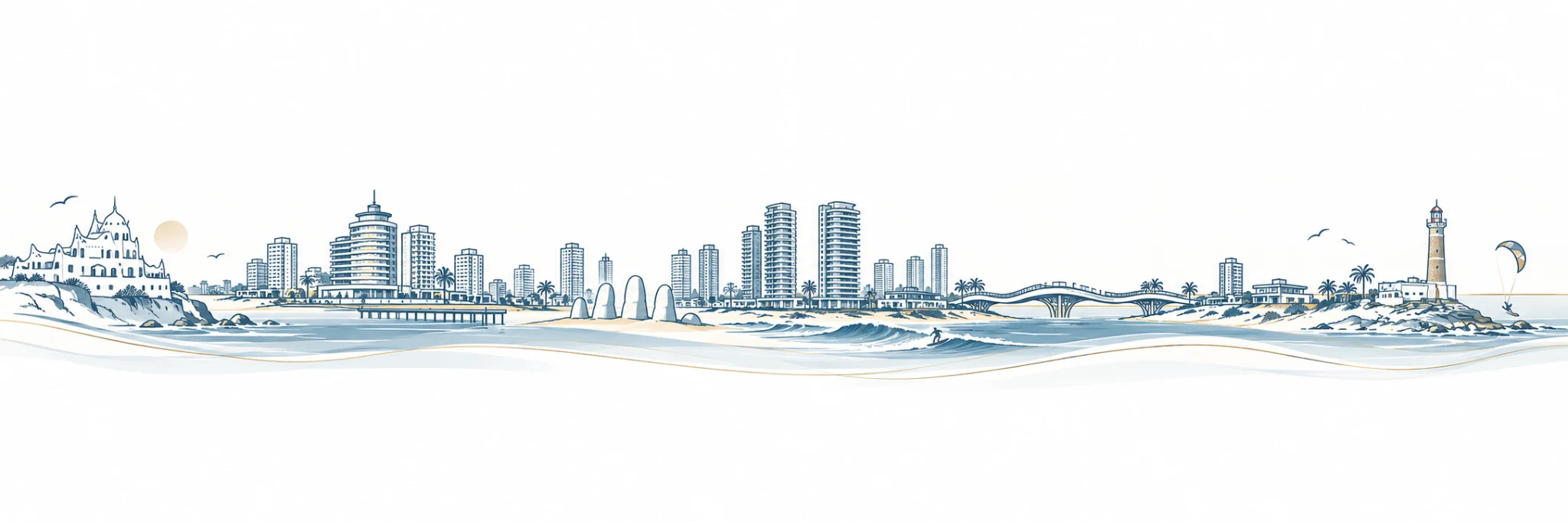 Ilustración panorámica de Punta del Este y su costa